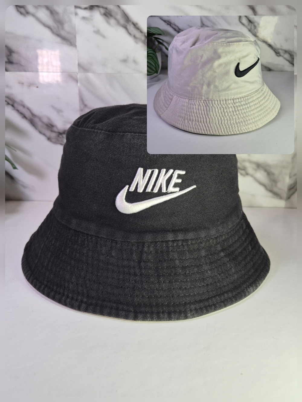 Nike Reversible Black And Tan Embroidered Swoosh Bucket Hat